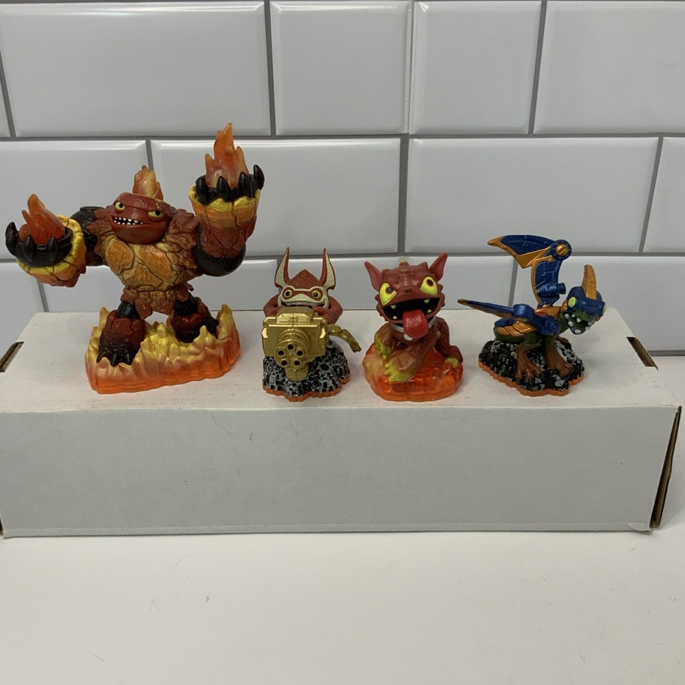 Skylanders Giants Spyros Adventure Figure Lot Hot Head Trigger Happy Drobot‎ 4pc